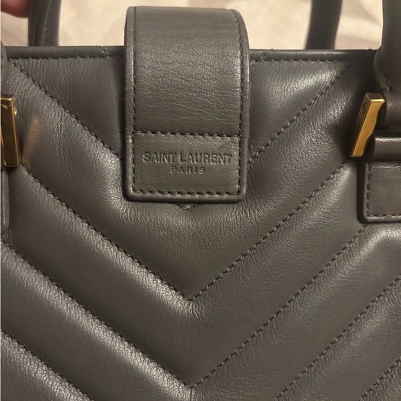 YSL Yves Saint Laurent Gray Matelasse Quilted Calfskin Cabas Bag - Picture 6 of 14